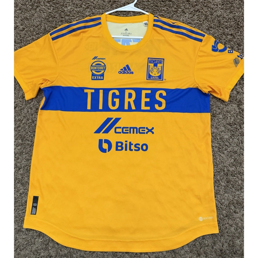 Adidas Tigres UANL 2017-2018 Home Soccer Jersey Yellow Mens Size XL